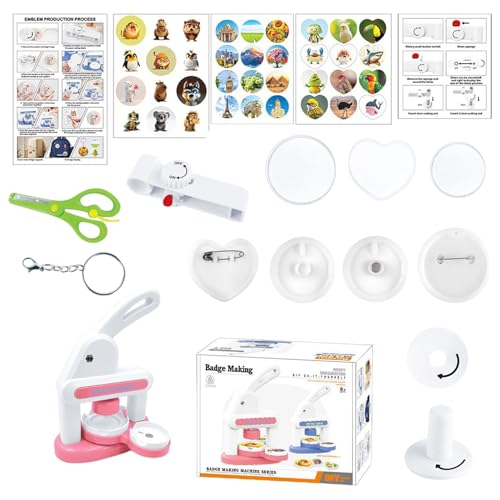Máquina de botones | 88 piezas Manuales Prensa Art-Bastel Accesorios para hacer insignias, 3 piezas en 1 máquina de emblemas, máquina de emblemas, máquina de botones | Para decoración, actividades de