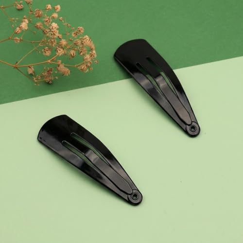 Image of Glaze Black Snap Hair Clips, Glossy Finish Metal Medium Tic Tac Clips for Women, Pack of 12