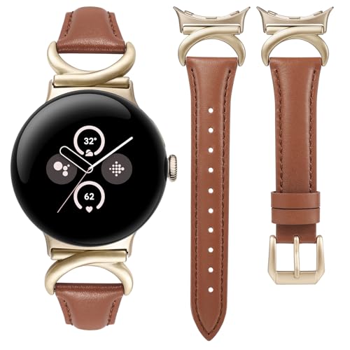 Minyee ���U�[�o���h Google Pixel Watch 4/3 41mm/Pixel Watch 2/1�Ή� ���f�B�[�X �X���� ���^ �h���b�V�[�f�U�C�i�[ �v���~�A�����U�[�X�g���b�v C�^���^���o�b�N���t�� �u���E��/�V�����p���S�[���h