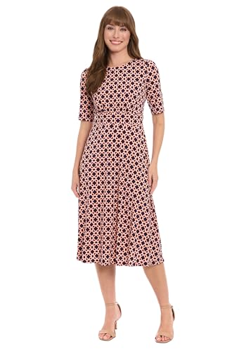 London Times Women's Dresses Inset Waist Midi Dress Career Office Occasion Guest of