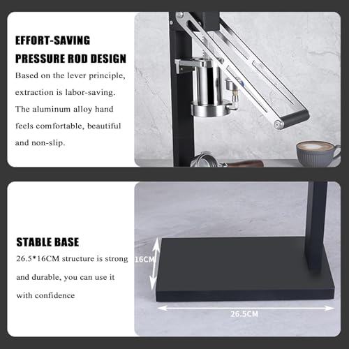 YXZQLOZ Tragbare manuelle Espressomaschine Handgepresste Kaffeemaschine mit Druckkammer & Bodenlosem Griff für Cappuccino, Latte, Macchiato für Kaffeeliebhaber