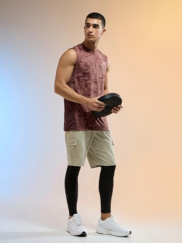 Image of TECHNOSPORT Men's Slim Fit Jacquard Crew Neck Sports Vest with Double Cool, Quick Dry for Sports, Gym & Regular use