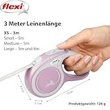flexi® Comfort XS Gurt 3 m rosa, Roll-Leine für kleine Hunde bis 12 kg. Nur 126 gr. leichte Taschenleine im Miniformat 8,2 x 13 cm, Griffgröße für 3-Finger