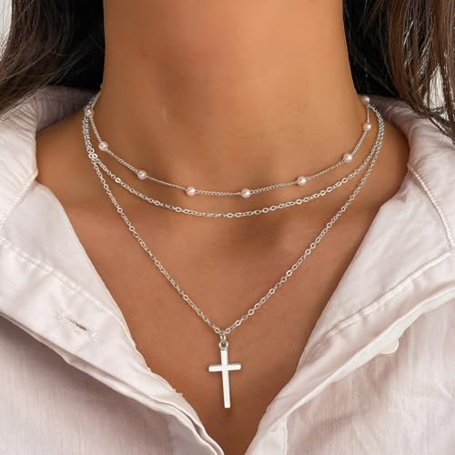 Image of Shining Diva Fashion 4 Pcs Stylish Silver Plated Necklace Jewellery Set for Women Pendant Necklace Gifts for Girls (16474np)