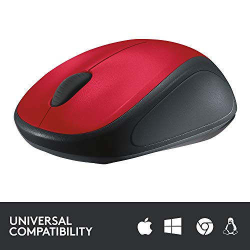 Logitech M235 Souris Sans Fil, 2.4GHz avec Récepteur USB Unifying, Suivi Optique 1000 PPP, Pile 12 Mois, Compatible avec PC, Mac, Ordinateur Portable, Chromebook - Rouge