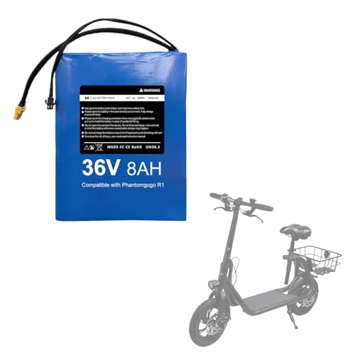 36V 8AH Electric Scooter Battery - Compatible with Phantomgogo R1 Electric Scooter, 36V 8Ah Rechargeable Replacement Battery Pack, 7.68 x 5.12 x 1.5 inches