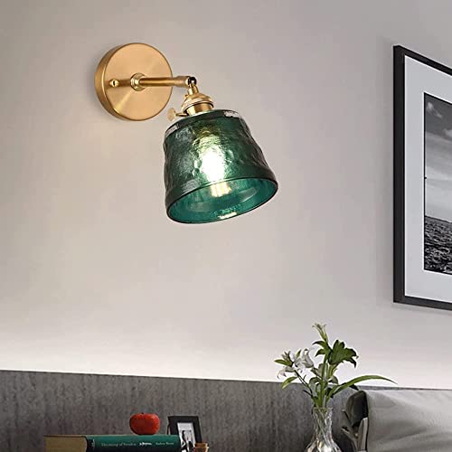 Luces de pared de latón con pantalla de cristal verde para pasillo 2