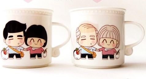 Happy Life Creative Romantic Cute Spending Whole Life with You Color Changing Mug Ceramic Coffee Cup Marks Cool Unique Novel Gift (Ordinary clothing)
