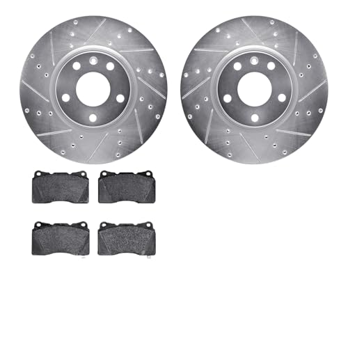Image of R1 Concepts Front Brake Kit Fits 2014-2019 Chevrolet Corvette| Optimum Oep Brake Pads and Drilled Slotted Brake Rotors| 12.6 inch Front