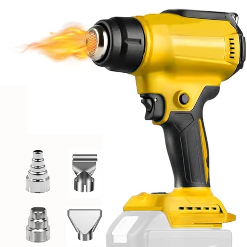 Cordless Heat Gun Hot Air Gun for Dewalt 18V Battery, 2-Temp Setting, 30 °C-550 °C, 4 Nozzles Battery Heat Gun for Crafts Shrink Wrapping Tubing Stripping Paint (No Battery)