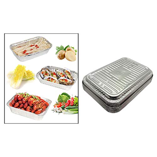 Bandejas coletoras de alumínio FLAMEER para assar, assar e cozinhar, prata – 10 peças