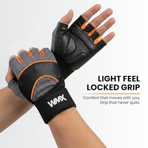 Image of NINQ Workout Gym Gloves with Wrist Wrap Support | Sports Gloves for Men & Women, Breathable Half Finger Gloves for Gym, Bike, Cycling, Weight Lifting & Training (Black, S)