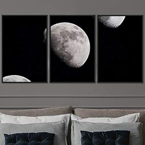 signwin 3 Piece Framed Canvas Wall Art Moon...
