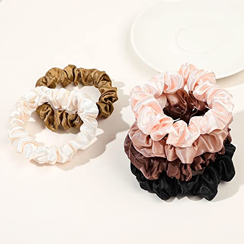 Image of Satin Silk Hair Ties Small Mini Scrunchy for Women Cute Ponytail Holders Mini Bulk Scrunchies Elastic Hair Bands for Thick Curly Hair Pony Tails Hair Ties (12 Pcs)