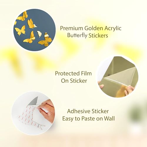 Image of Special You Butterfly Acrylic Stickers for Home Decoration, Living Room, Aesthetic Wall Decor Stickers for Bedroom, Birds Stickers for Decoration, Acrylic Mirror Wall Decor Sticker - 15 pcs