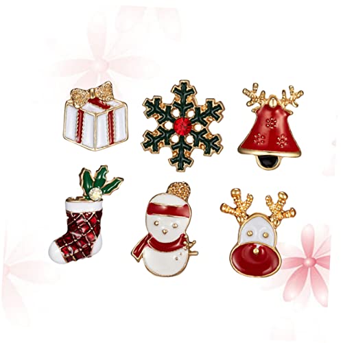Hapinary 6Pcs Crystal Gifts Rhinestone Outfit Cute Accessories Christmas Decorative Pin Christmas Brooch Pin Christmas Set Badge Jewelry Jacket Christmas Tree Miss Rhinestone Brooch #TOP4