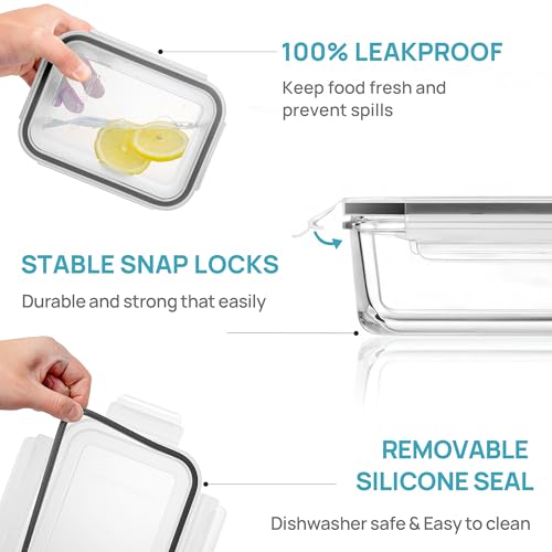Image of Vtopmart 2Pack 30oz Meal Prep Container Glass with Lids