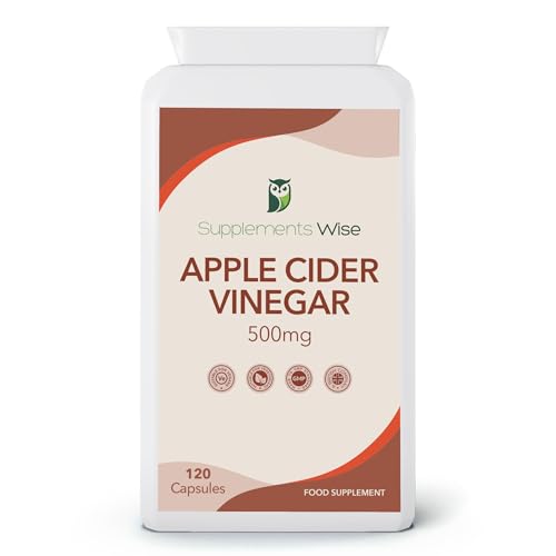 Apple Cider Vinegar Capsules - 120 x 500mg - High Strength ACV - Candida Thrush and Yeast Infection Treatment - Water Retention Tablets - 1000mg Apple Cider Vinegar Tablets Daily