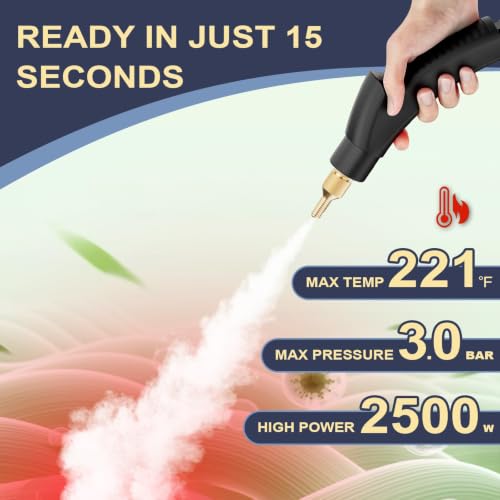 Image of Portable High-Pressure Handheld Steam Cleaner, 14-Piece Accessories, 6 Steam Levels, 15s Heat-Up,chemical-free Cleaning Tile, Grout, Dirt, Grease & Car Detailing(white&Black)