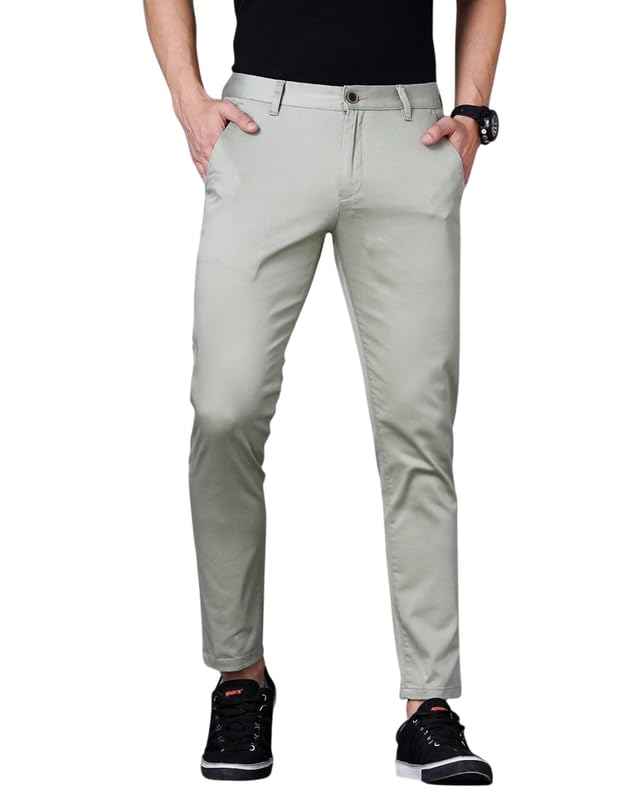 Image of British Club 100% Cotton Slim Fit Flat-Front Trousers for Men | Tailored Design for a Clean Look | Versatile for Office & Casual Wear | Lightweight Breathable Fabric | Black