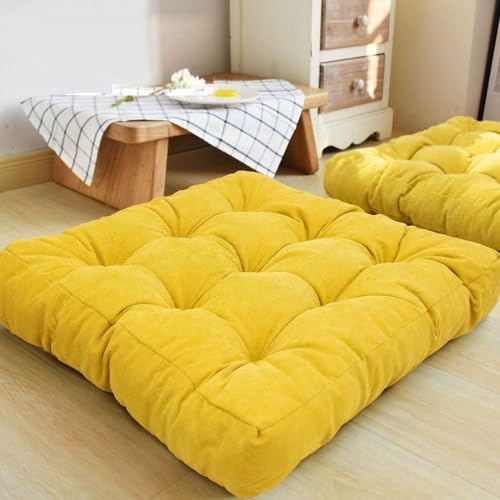 Image of Floor Pillow, Square Meditation Pillow for Seating on Floor Solid Thick Tufted Seat Cushion Meditation Cushion for Yoga Living Room Sofa Balcony Outdoor