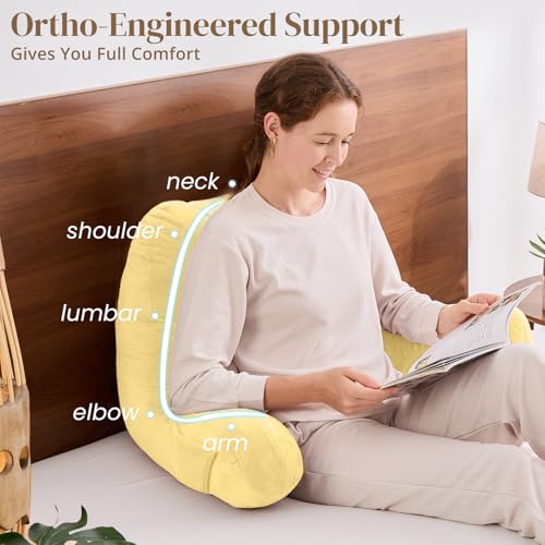 Image of Sasttie Reading Pillow for Bed, Back Pillow for Sitting Up, Light Yellow