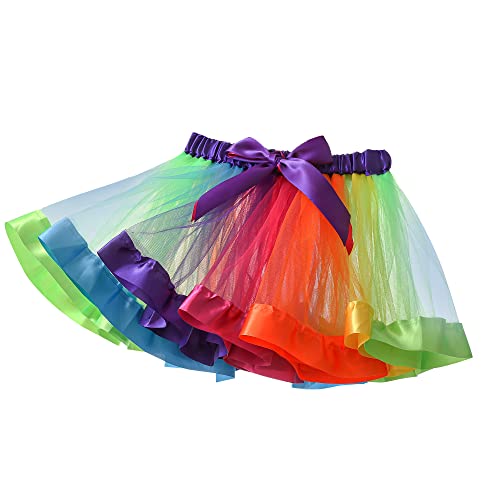 Yealoo Falda Tutu Arcoiris en Capas para Niñas Vestido de Ballet Disfraz de Arco Iris para Niñas Pequeñas, Disfraz de Danza, Conjunto de Falda Tutú para Niñas