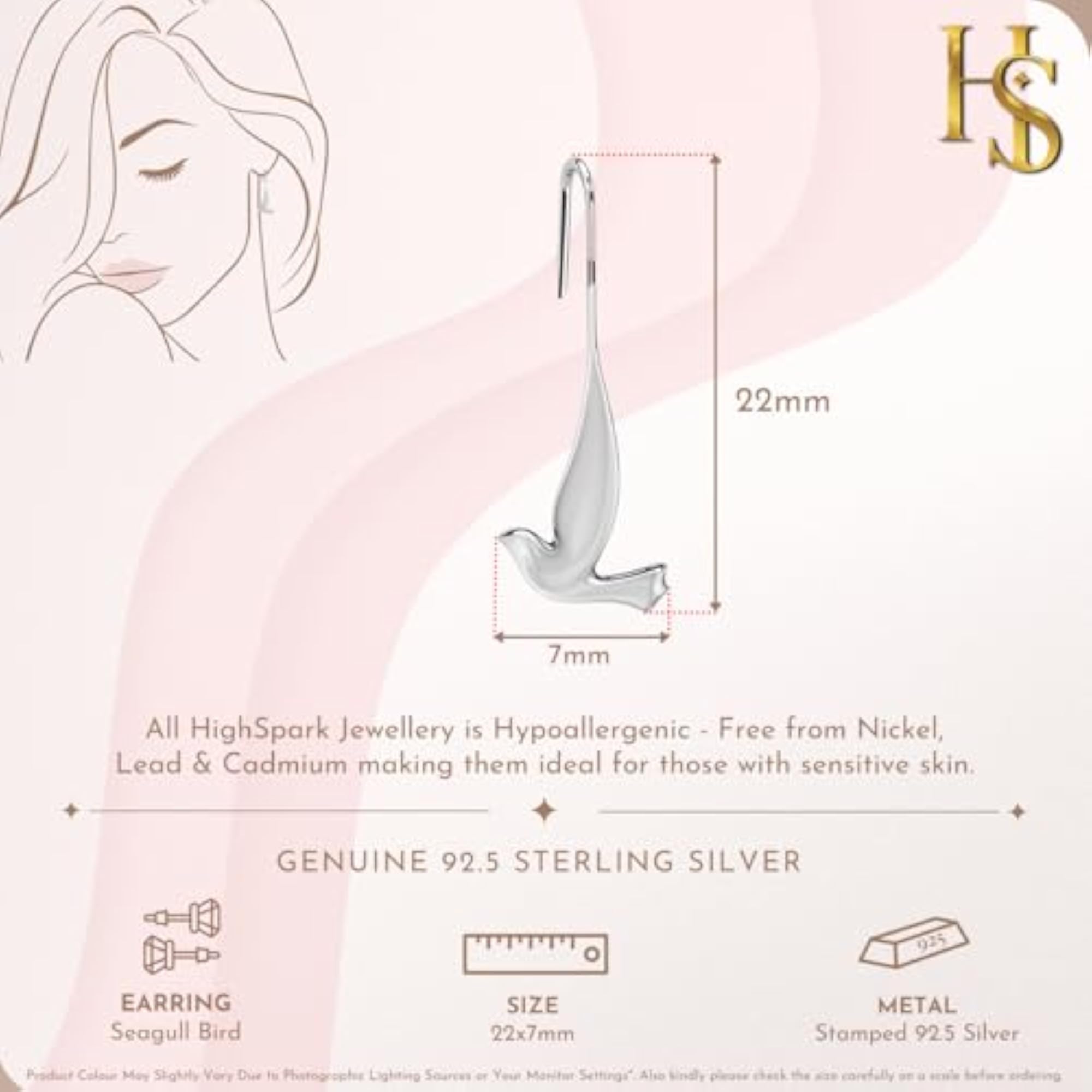 Women's 925 Sterling Silver Classic Seagull Bird Earrings