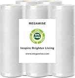 MEGAWISE Vacuum Sealer Rolls, 8 in x 21.6 ft, 5 Pack, BPA-Free