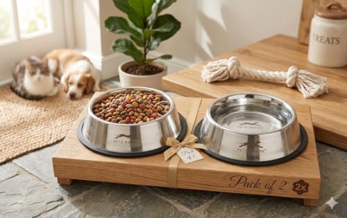 Image of Pets Empire Stainless Steel Feeding Bowl for Medium Breed Adult Dogs & Giant Breed Puppies | Large (1400 ML x 2)