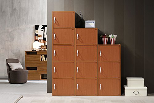 Hodedah Bookcase Cabinet, 5 Door, Cherry #TOP1