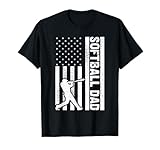 Funny Softball Dad US Flag For Dad Men Patriotic Fathers Day T-Shirt