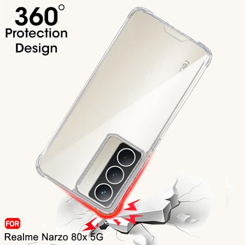 Image of TheGiftKart Crystal Clear Back Cover Case for Realme P3x / Narzo 80x / Realme 14x 5G / Narzo 80 Lite 5G | 360 Degree Protection | Shock Proof Design | Transparent Cover (PC & TPU, Transparent Bumper)