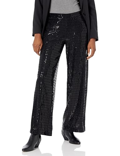 Anne Klein Women's Pull on Metallic Lacquer & Glitter Wide Leg Pant