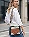Sunpour Quilted Crossbody Purse for Women Vegan Leather Medium Crossbody Bag with Built-in RFID Wallet Multi-Pocket Travel Shoulder Handbags with Tassel (Beige＆Brown＆Black)