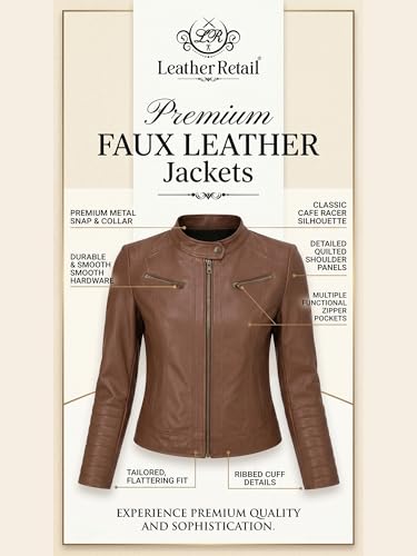 Image of Leather Retail Brown Jacket For Women's