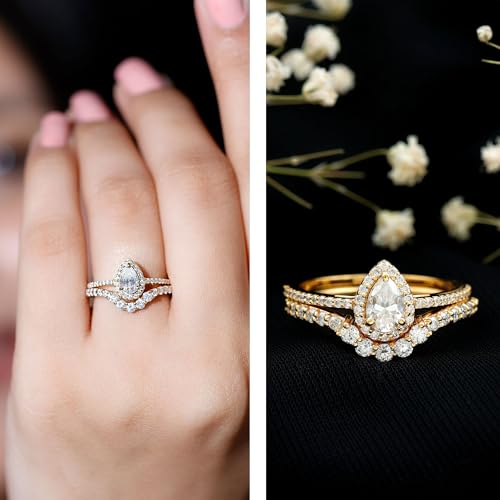Certified Moissanite 4X6 Pear Shaped Engagement Ring With Enhancer, D-Vs1 Quality, Moissanite Bridal Ring Set2