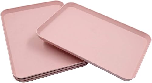 Miniatura 1 de Juego de 4 bandejas grandes de paja de trigo de 4 colores, platos irrompibles y ligeros para restaurante, bandeja apta para microondas y