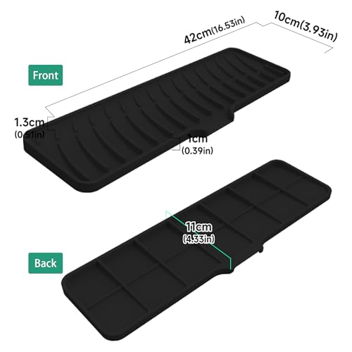 Miniatura 2 de Volminex Alfombrilla Para Fregadero Silicona, Alfombrilla De Grifo Estrecha, Antideslizante Protector Fregadero, Alfombrillas Escurreplatos Para Proteger Encimera De Cocina Y Baño Negro, 42 Cm