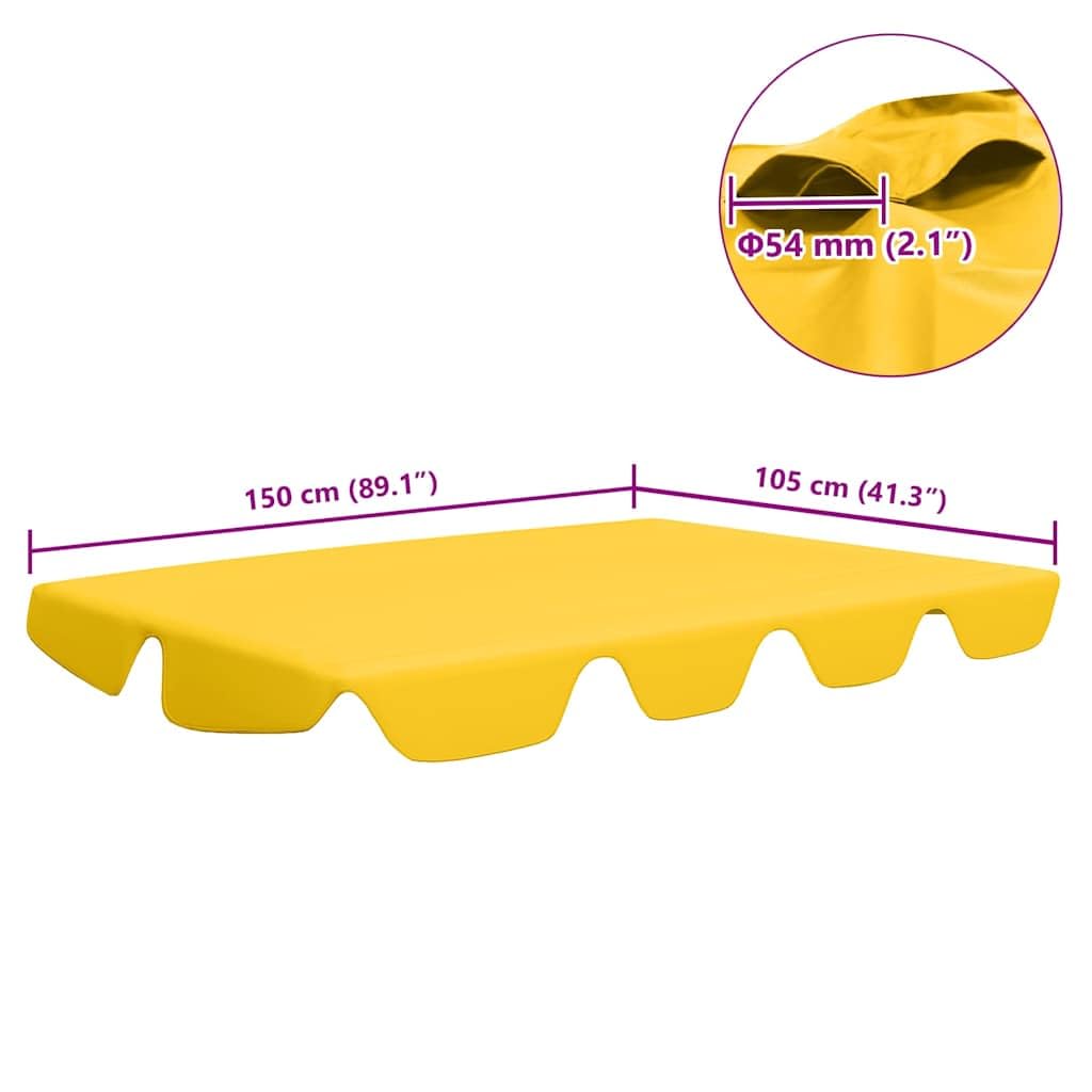 Toit de rechange pour balancelle - Jaune - 150/130 x 105/70 cm - Revêtement PVC imperméable - Légère - Protection solaire UV - Bâche résistante aux intempéries pour jardin, terrasse, balcon