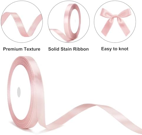 G2PLUS Baby Pink Satin Ribbons 10mm: Thick Deocrative Gift Wrap Ribbons for Crafting, Party Decoration, 22m - View 5