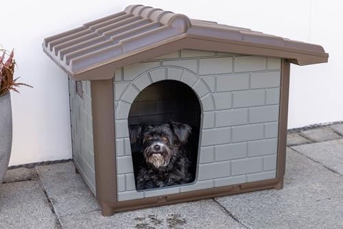 Kerbl Pet Hundehütte Levin Eco, graugrün/braun, 99x70x75 cm, Hundehöhle, recycelter Kunststoff, Hunde