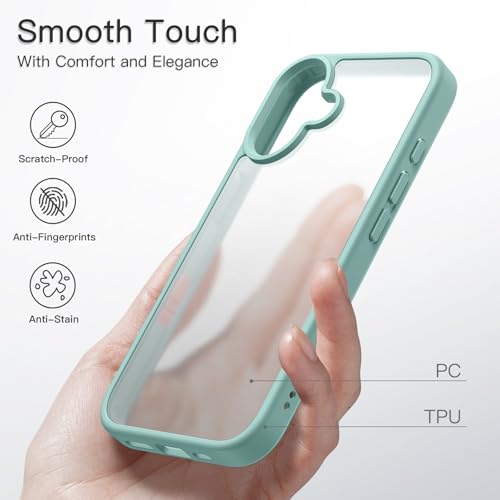 Image of JETech Matte Cover Case for iPhone 16 Plus 6.7-Inch, Shockproof Military Grade Drop Protection, Frosted Translucent Back Phone Cover, Anti-Fingerprint (Teal)