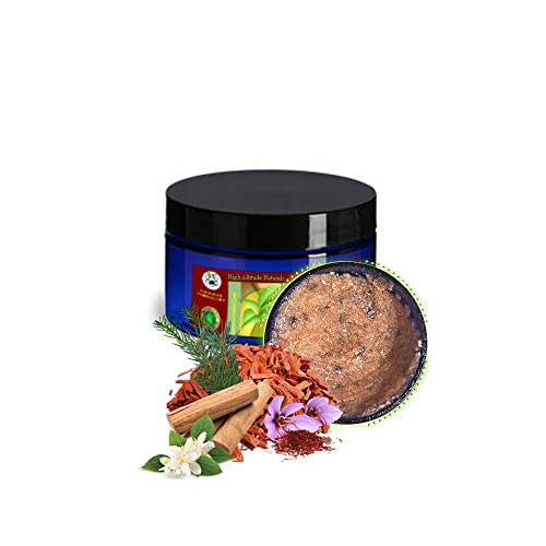 Face & Body Skin Scrub - Real Exquisite Sandalwood Herbal Cleansing Exfoliating - Dead Sea & Himalayan Pink Salts, Saffron, Amber, Jasmine - Botanical Extracts And Essential Oils - All Natural - 4Oz #TOP1