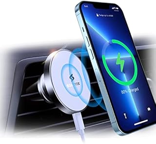 Magnetic Wireless Car Mount Charger - for iPhone 14/13/12 Series, SINDOX Alloy Mag Lock Wireless Car Vent Charger, 360° Adjustable Magnetic Auto Clamping Vent Mount Fast Charging with Magnet