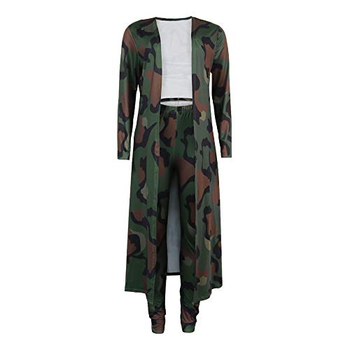 Image of Womens Fashion Printed Long Cardigans 2 Piece Outfits,Long Sleeve Coat and Trousers Set
