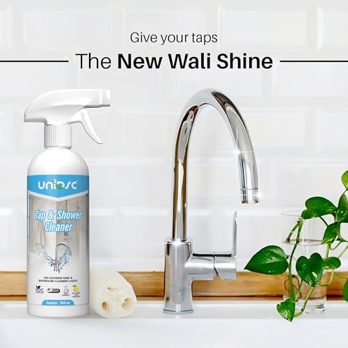 Image of UNIDSC Tap Cleaner & Limescale Remover | Foaming Formula for Easy Cleaning | Non-Toxic | 500ml | All Purpose Cleaner Suitable for Bathroom, Tap, Shower, Tiles, Mirror - Pack of 2