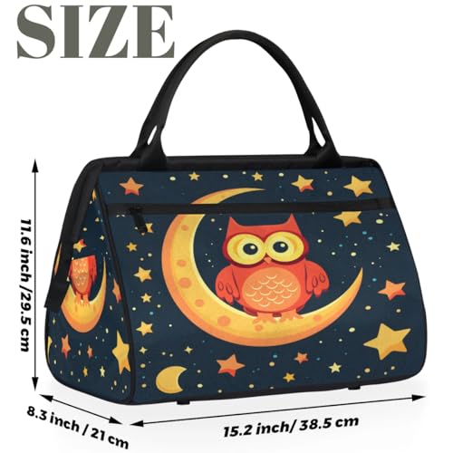 Travel Duffel Bag for Women, Owl Moon Star Weekender Overnight Bag Carry on Beach Swim Bags Dance Bag Airlines Approved Personal Item Travel Bag for Yoga, Sports, Hospital2
