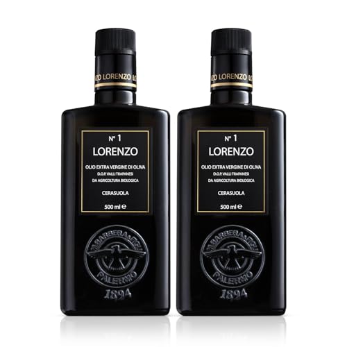 Barbera Lorenzo #1 Organic Extra Virgin Olive Oil PDO Valli Trapanesi, Fruity, Cold Extracted Authentic Sicilian Olive Oil, Fresh Harvest Imported From Italy 16.9 oz (Pack 2)