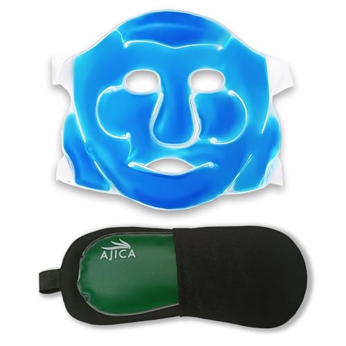 Image of Aqua Ice Face & Eye Cooling Gel Pad and Aloe Vera Gel Mask Ice Pack for Face and Eye Patches Remove Dark Circles, Fatigue Cool Eyes Patch Pads Eye Care | Facial Skin Refresh Face Mask for Hot & Cold Therapy (Blue Face Mask, Aloe Eye Cooling Pad)